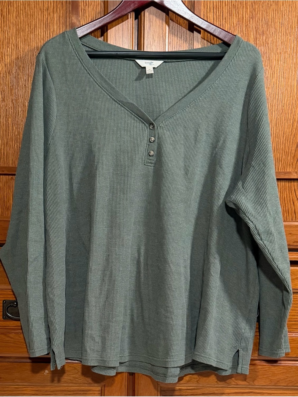 NWOT Terra & Sky Waffle Weave Thermal Pullover Henley Top Basic Layer Plus Size